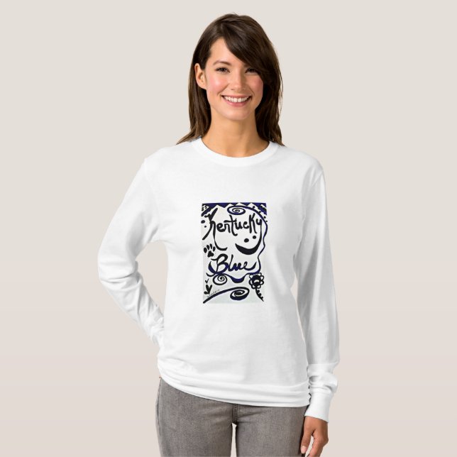 T-shirt Art de griffonnage de Rachel - bleu du Kentucky (Devant entier)