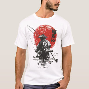 T-shirt Art de la pêche japonaise   Impression Sun rouge  