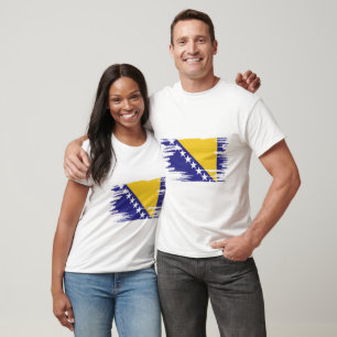 T-shirt Art de la pinceau du drapeau de Bosnie-Herzégovine