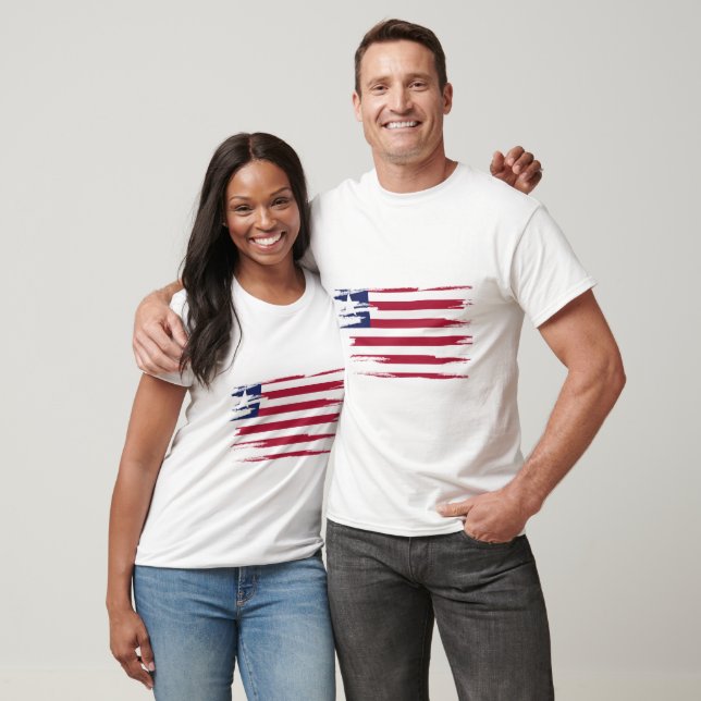 T-shirt Art de la pinceau du drapeau libérien (Unisexe)