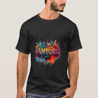 T-shirt Art de la skyline de Hambourg - Conception vibrant