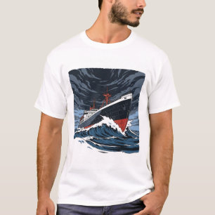 T-shirt Art de la tempête des Grands Lacs Edmund Fitzgeral