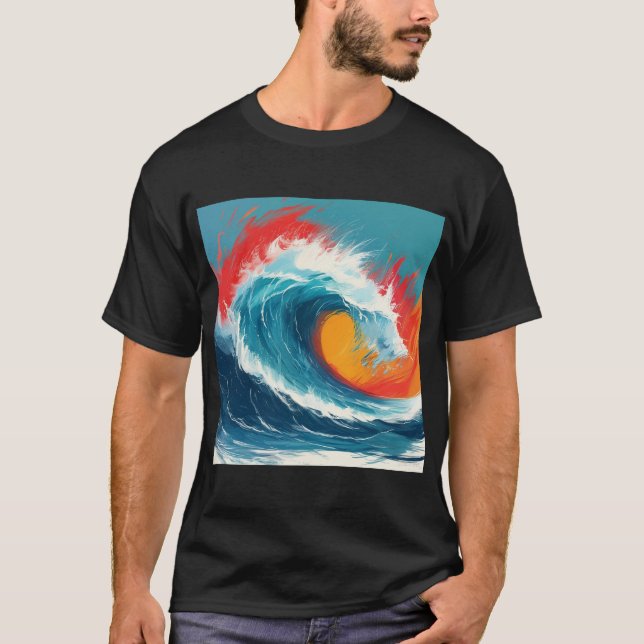 T-shirt Art de la vague de l'océan (Devant)