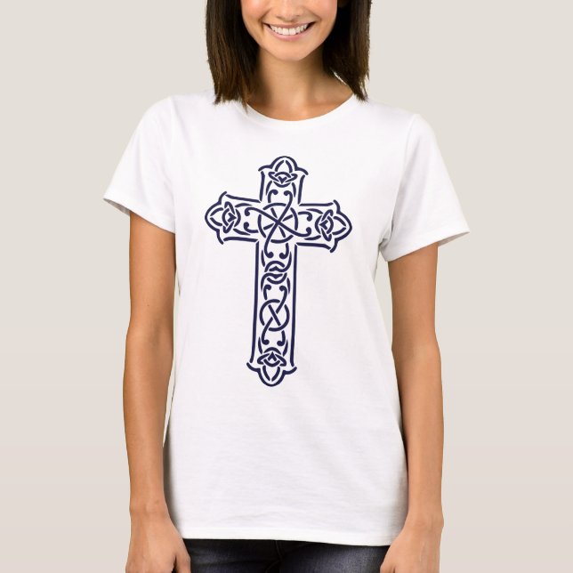 T-shirt Art de nœuds graphiques de la croix celtique (Devant)