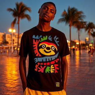 T-shirt Art de paresseux néon – Conception d'animal de jun