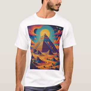 T-shirt Art de paysage de pyramide égyptienne psychédéliqu