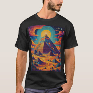 T-shirt Art de paysage de pyramide égyptienne psychédéliqu