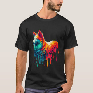 T-shirt Art de peinture dégoulinante Podengo portugais