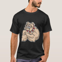 Art de personnage de bouledogue musclé de gym moti
