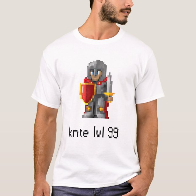 T-shirt Art de pixel de chevalier du niveau 99 - rouge (Devant)