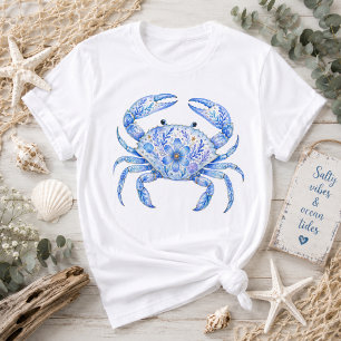 T-shirt Art de poterie de crabe sur le thème floral