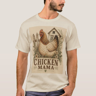 T-shirt Art de poule Mama ferme de style vintage