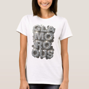 T-shirt Art de texte 3D argenté moderne GLAMOUR