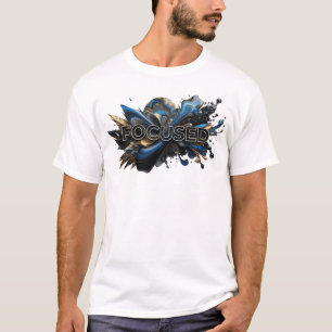 T-shirt Art de texte 3D FOCUSED de la Marine moderne