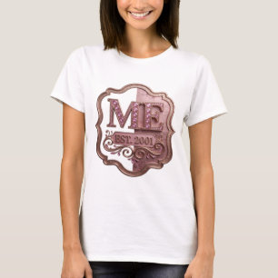 T-shirt Art de texte 3D Or Clair ME EST 2001