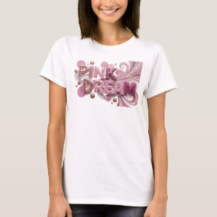 T-shirt Art de texte 3D Rose Clair RÊVE ROSE