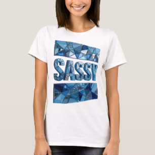 T-shirt Art de texte 3D SASSY bleu clair