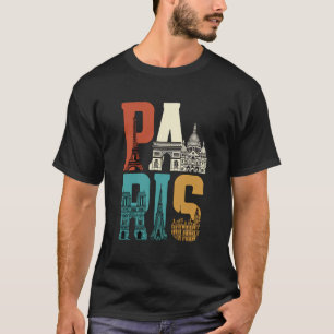 T-shirt Art de typographie de Paris Monuments parisiens