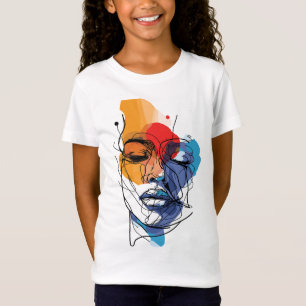 T-Shirt Art de visage de ligne fluide abstrait