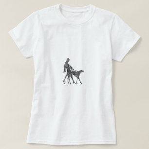 T-shirt Art déco femme et chien