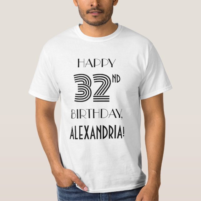 T-shirt Art Déco Inspiré Look 32nd Birthday Party Shirt (Devant)