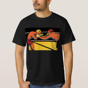 T-shirt Art Déco vintage boxe sportive, boxeurs se frappan