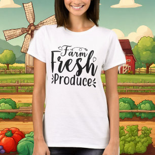 T-shirt art des mots de produits frais de la ferme