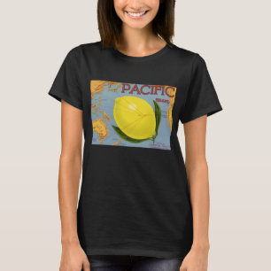 T-shirt Art d'étiquette de caisse de fruits vintage Pacifi
