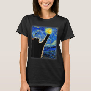 T-shirt Art du ciel nocturne Chat Étoilé Art Chat Amoureux