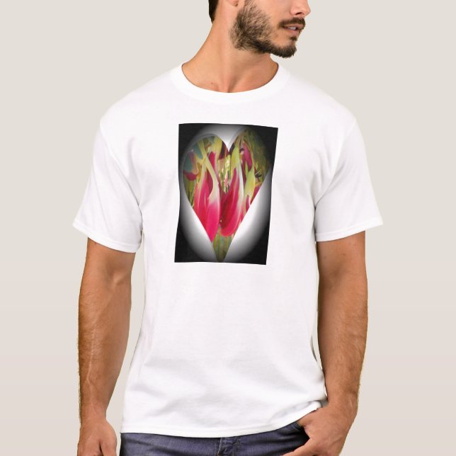 T-shirt Art du coeur floral (Devant)