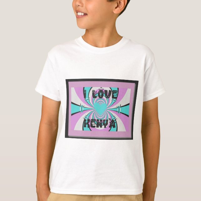 T-shirt Art du cœur kenyan : J'aime l'abstrait cyan violet (Devant)
