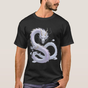 T-shirt Art du Dragon Blanc   Esthétique Fantastique Mythi