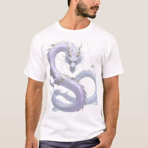T-shirt Art du Dragon Blanc   Esthétique Fantastique Mythi