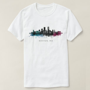 T-shirt Art du Massachusetts Aquarelle de l'horizon de B