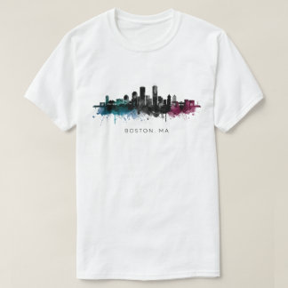 T-shirt Art du Massachusetts | Aquarelle de l'horizon de B