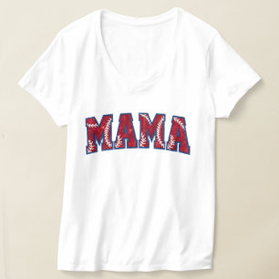 T-shirt Art du mot de Mama de baseball mignon