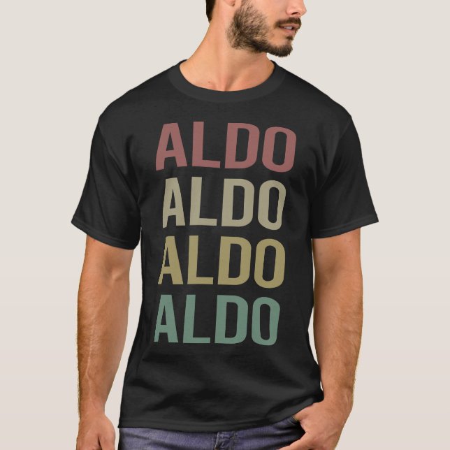 T-shirt Art du texte coloré - Nom de l'Aldo (Devant)
