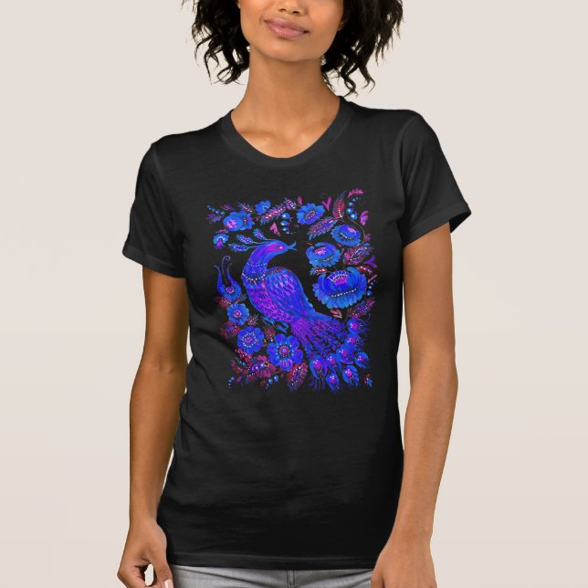 T-shirt Art d'Ukrainien de petrykivka d'oiseau de glace (Devant)