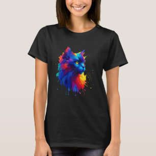 T-shirt Art éclaboussé coloré Chat de Bombay