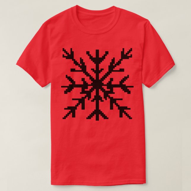 T-shirt Art en pixel de flocon de neige noir (Design devant)