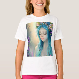 T-shirt Art Fantastique Éthéré   Jolie Fée Bleue 
