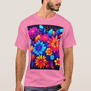 T-shirt Art floral néon vibrant