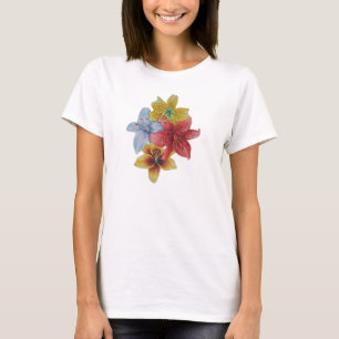 T-shirt Art floral rouge et jaune Lily