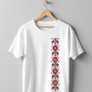 T-shirt Art folklorique traditionnel Broderie motif floral