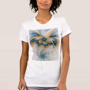 T-shirt Art fractal abstrait et aérien avec du bleu