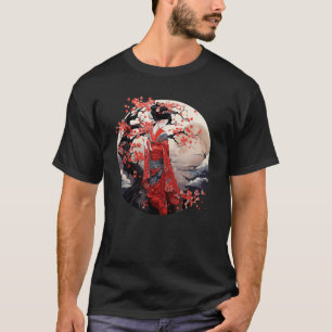 T-shirt Art Geisha japonais Imprimer Kimono Beaut traditio