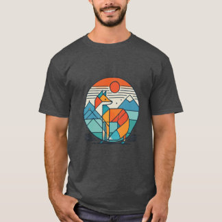 T-shirt Art géométrique Fox - Design animal Abstrait moder