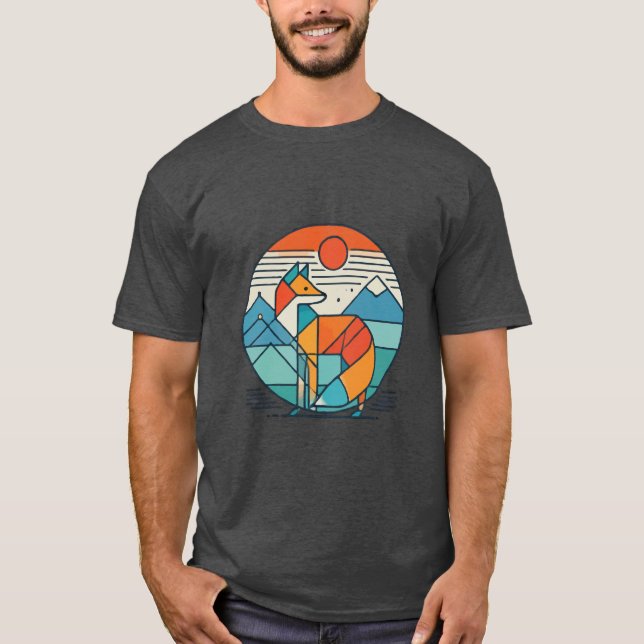 T-shirt Art géométrique Fox - Design animal Abstrait moder (Devant)