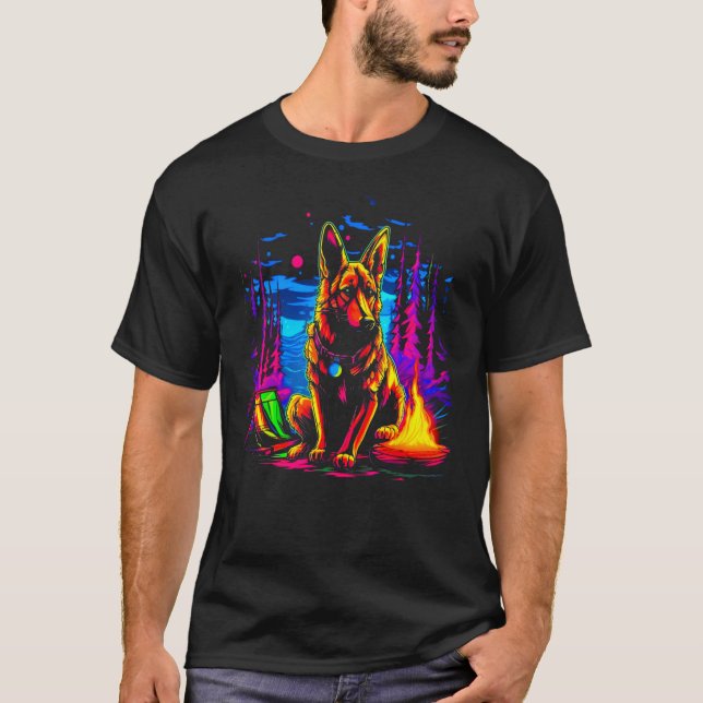 T-shirt Art German Shepherd Dog Wilderness (Devant)