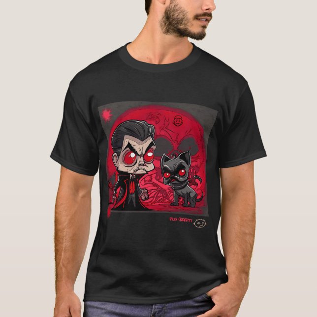 T-shirt Art graffiti Pug et Dracula 8 (Devant)